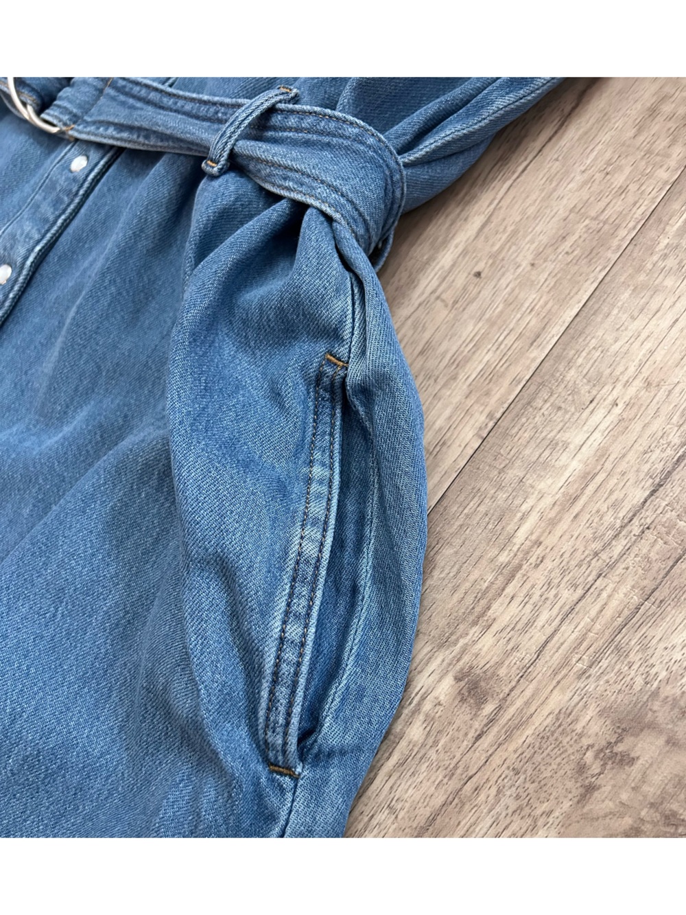 Levis western country stampede Classic Light Blue Denim Shirt Dress Belt rodeo - Picture 10 of 13